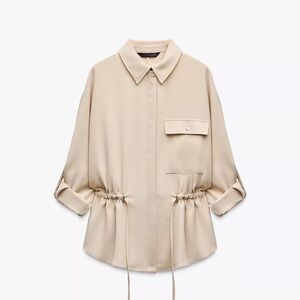 Zara Beige Blouse with Drawstring Waist
